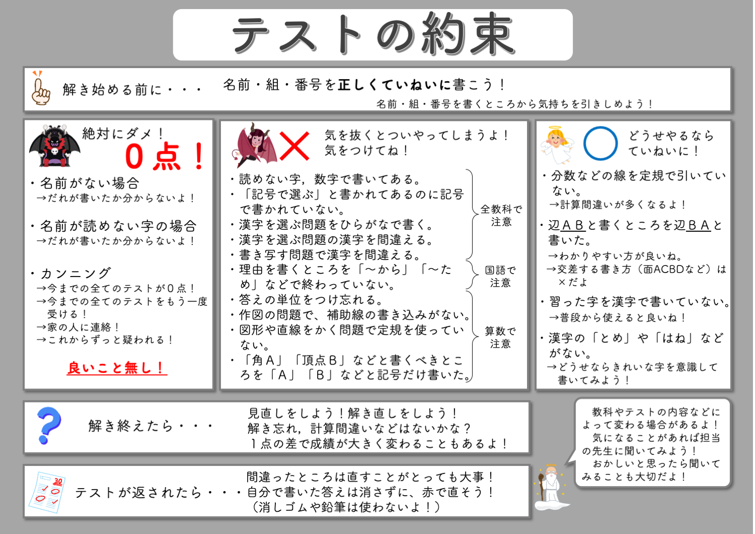 みんなで確認 テストの約束 さくさくブログ